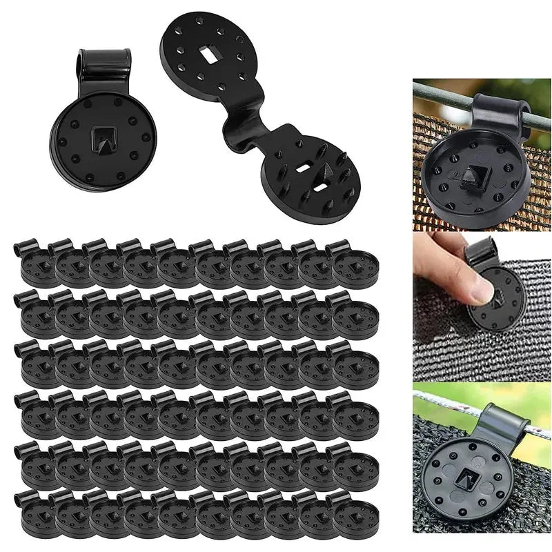Clips en plastique noir pour fixation de voile d'ombrage - Lot de 10 pièces