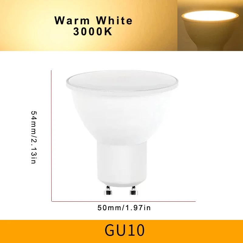 ampoule led gu10 blanc mat moderne 2700k 6500k 50000h salon chambre cuisine