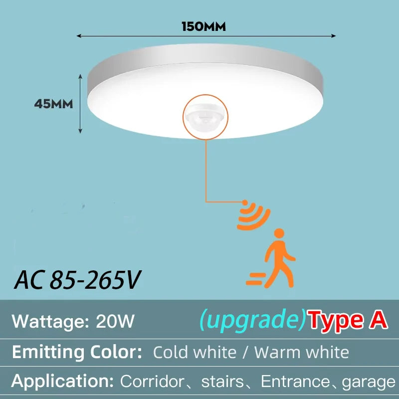 plafonnier led rond blanc moderne capteur mouvement salon couloir cuisine maison