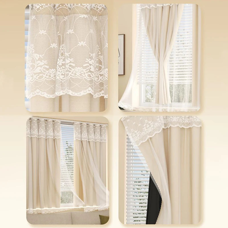 Quatre styles élégants de rideaux beiges avec motifs floraux, parfaits pour habiller vos fenêtres et apporter une touche raffinée à votre intérieur. Idéal pour le salon, la chambre ou la salle à manger, ces rideaux harmonisent lumière naturelle et intimité.