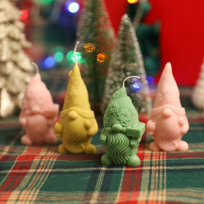 Moule en silicone pour bougies lutins de Noël, couleur jaune clair, décoration intérieure