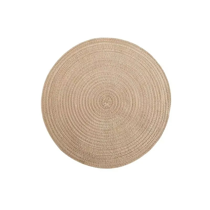 napperon rond lin tissé motif spirale rustique dessous verre anti brûlure table