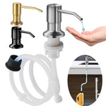 distributeur savon liquide or noir argent acier inoxydable moderne lisse fixations tube extension bouteille