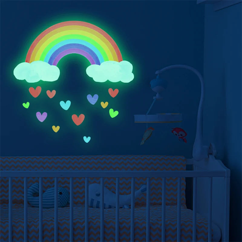 Stickers fluorescents en forme de nuage et cœur brillant dans le noir