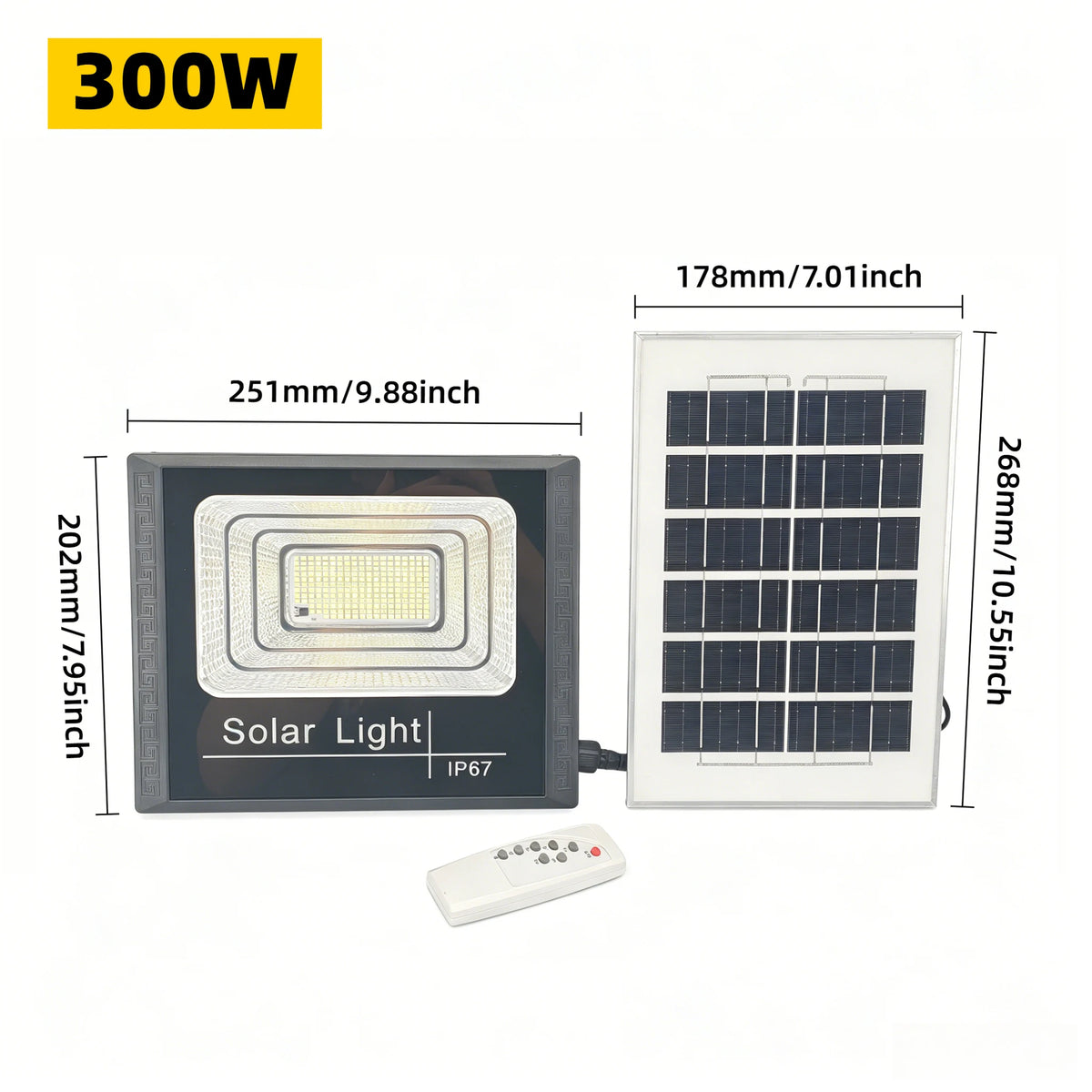 lampe solaire 50w 100w 200w 300w 500w ip67 panneau solaire led noire moderne