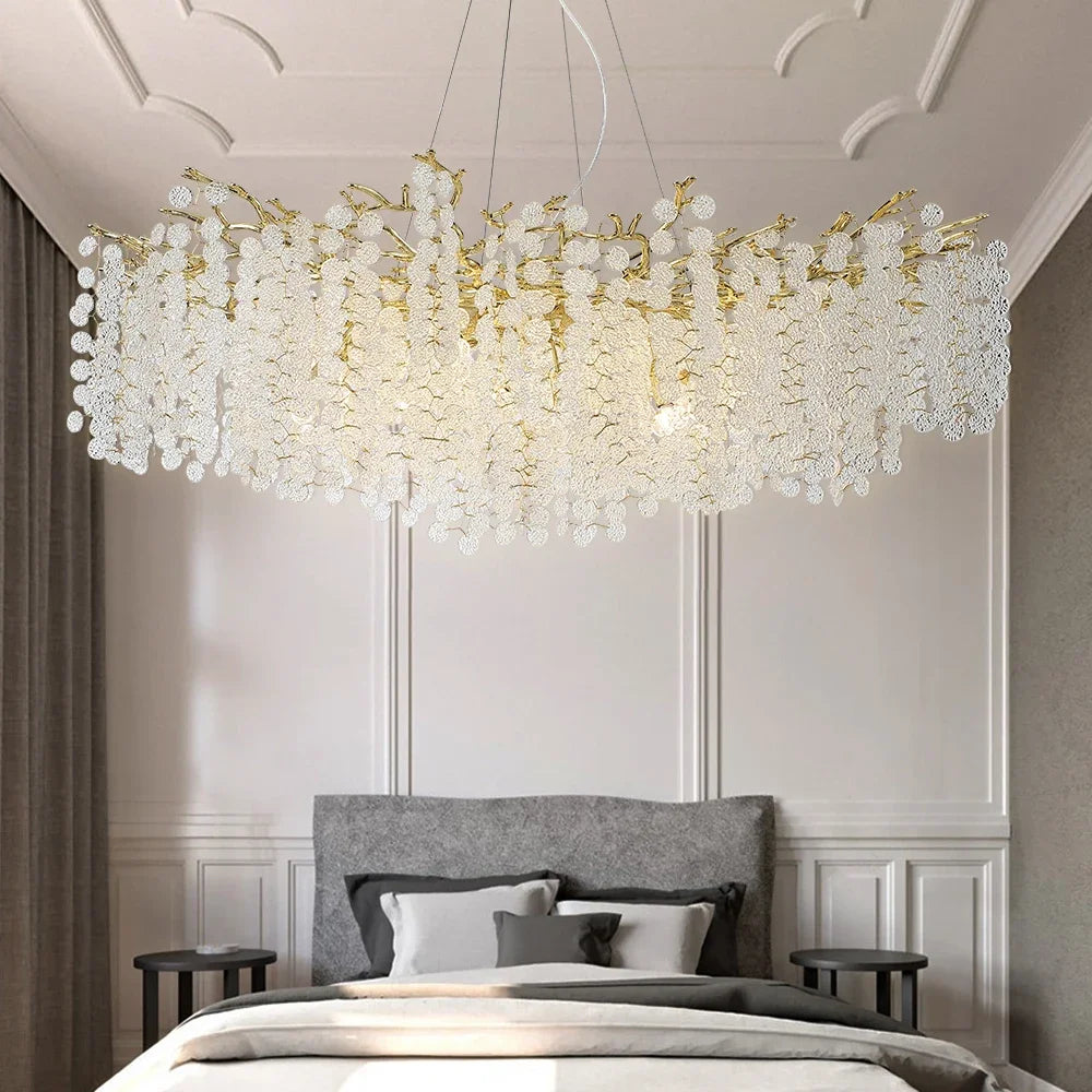 suspension lumineuse blanc doré translucides branches modernes chambre salon étude