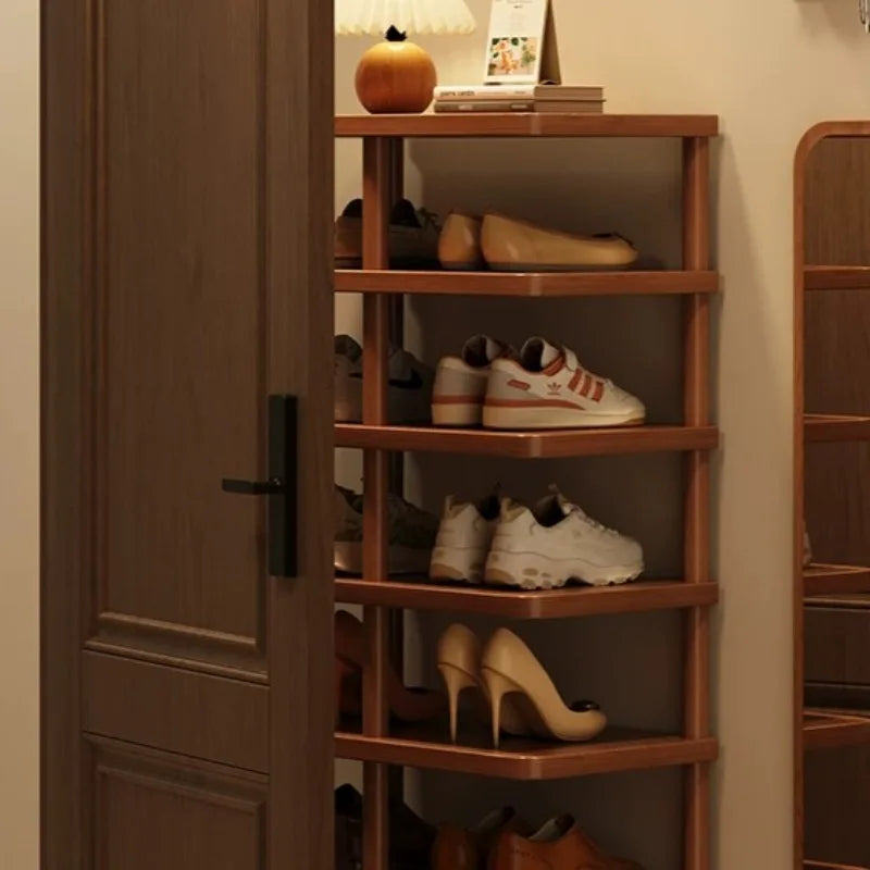 étagère chaussures moderne métal texture bois clair organisateur minimaliste gain place maison