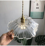 lampe suspendue moderne vintage fleur translucide rouge vert blanc chaîne ampoule