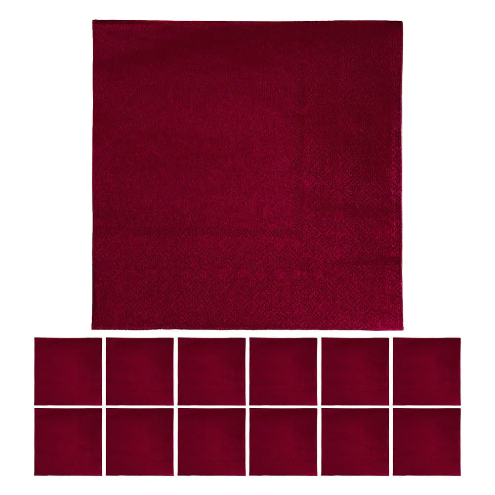 serviettes papier rouge bordeaux élégantes festives texturées brillantes opaques ensemble 20 pièces
