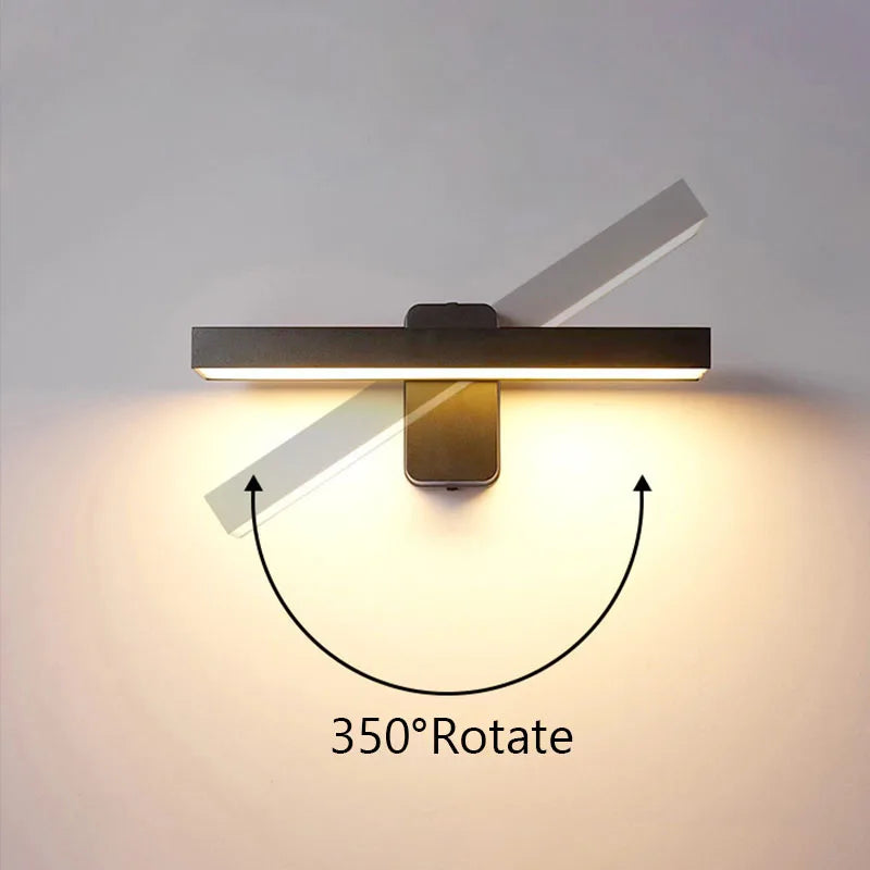 lumière murale led moderne 30cm marron foncé interrupteur tactile sensoriale ip65 étanche