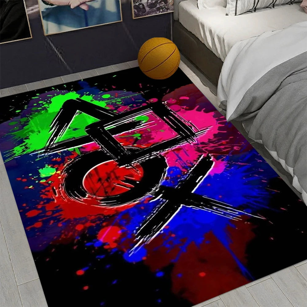 tapis moderne abstrait multicolore antidérapant intérieur extérieur salon chambre prière