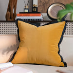 taies d'oreiller brodées chat yeux velours jaune noir modernes décoratives lit voiture 45x45