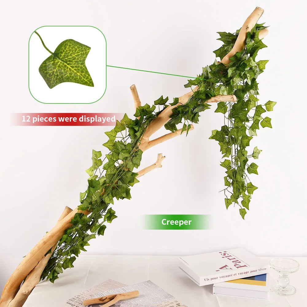 guirlande végétale artificielle feuilles vigne vert moderne 210cm extérieur accroché 72feuilles simple