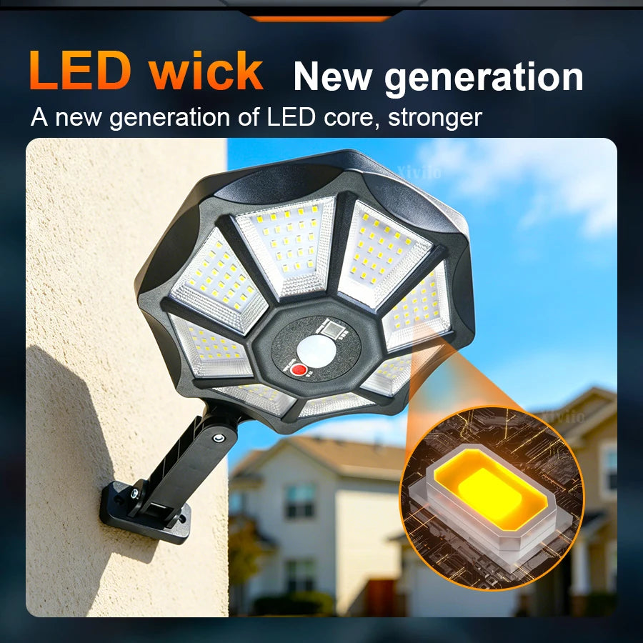 lampe solaire led extérieure moderne noire ip65 étanche télécommande capteur mouvement