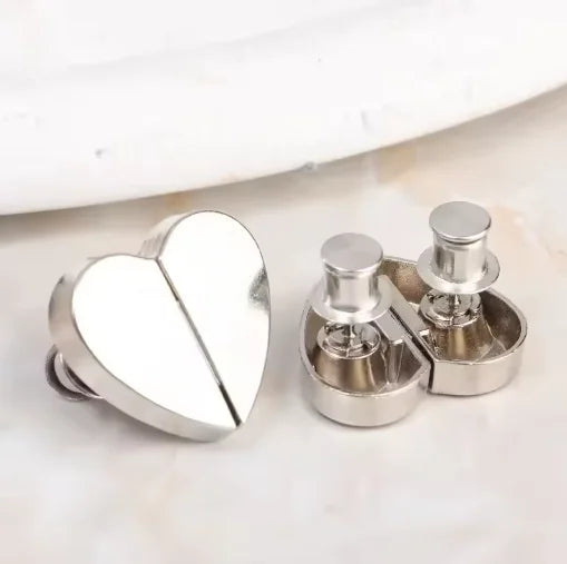 boutons magnétiques détachables argenté cœur moderne adhésif rideaux pièces 17mm maison