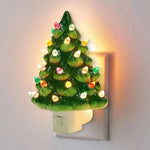 lampe nuit arbre noël vert blanc classique vintage hand painted décor chambre salle