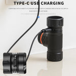 lampe frontale led rechargeable noire orange ceinture ajustable mode bas moyen haut étanche camping