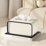 boîte mouchoirs simili cuir moderne blanc noir organisation salon chambre coucher