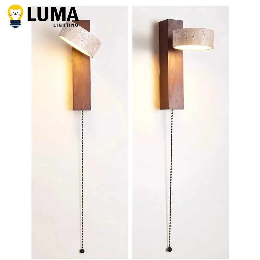 lampe murale moderne minimaliste bois texturé abatjour opaque orientable fixée mur