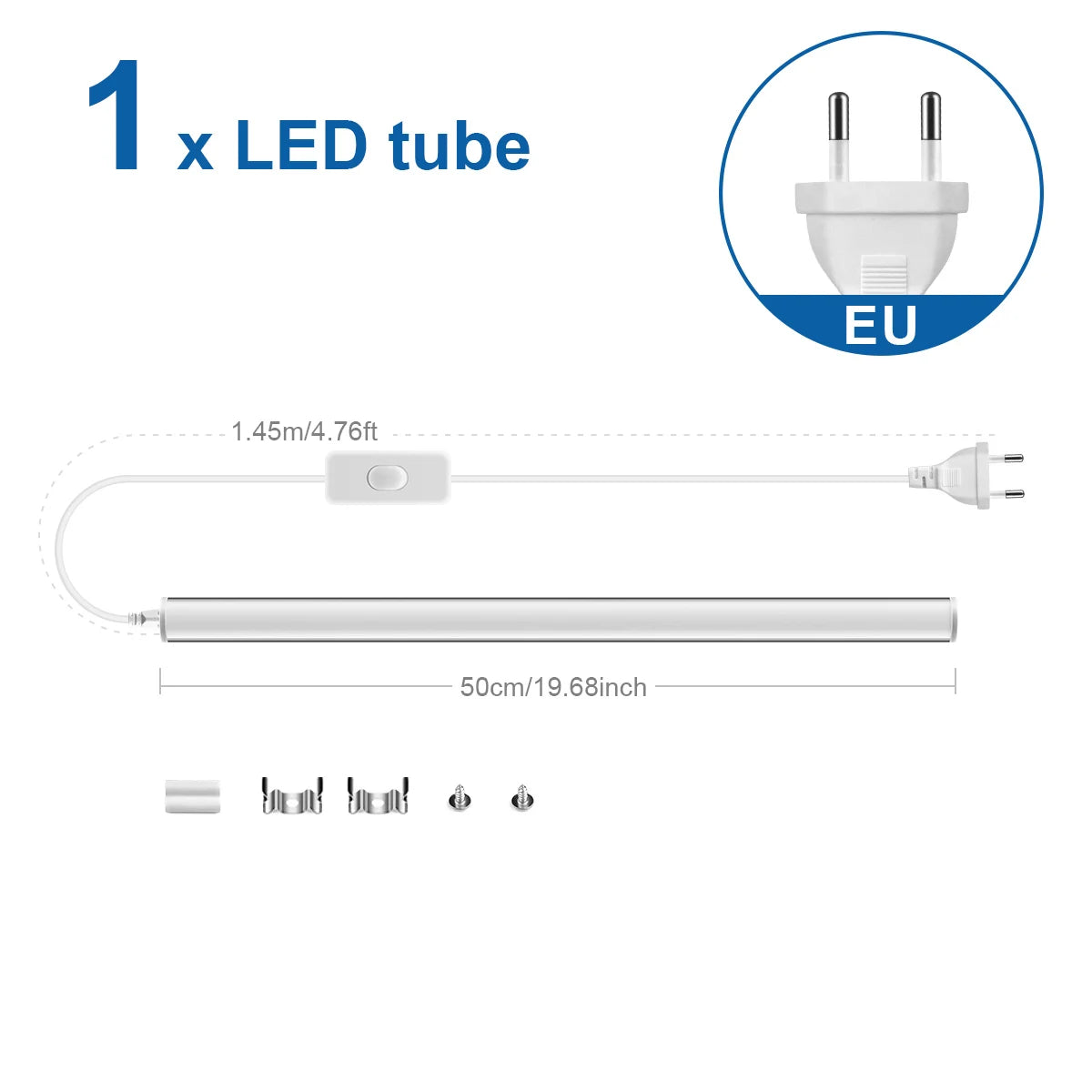 tube led blanc 50cm aluminium t5 éclairage intérieur moderne clips fixations