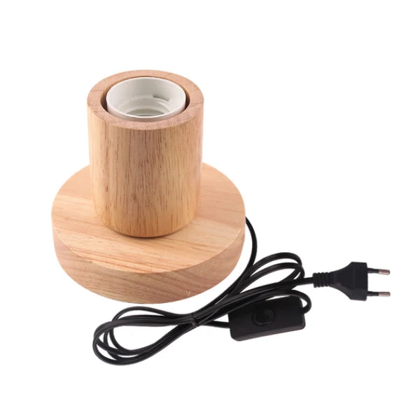lampe table moderne minimaliste bois naturel noir géométrique câble interrupteur tringleEUR