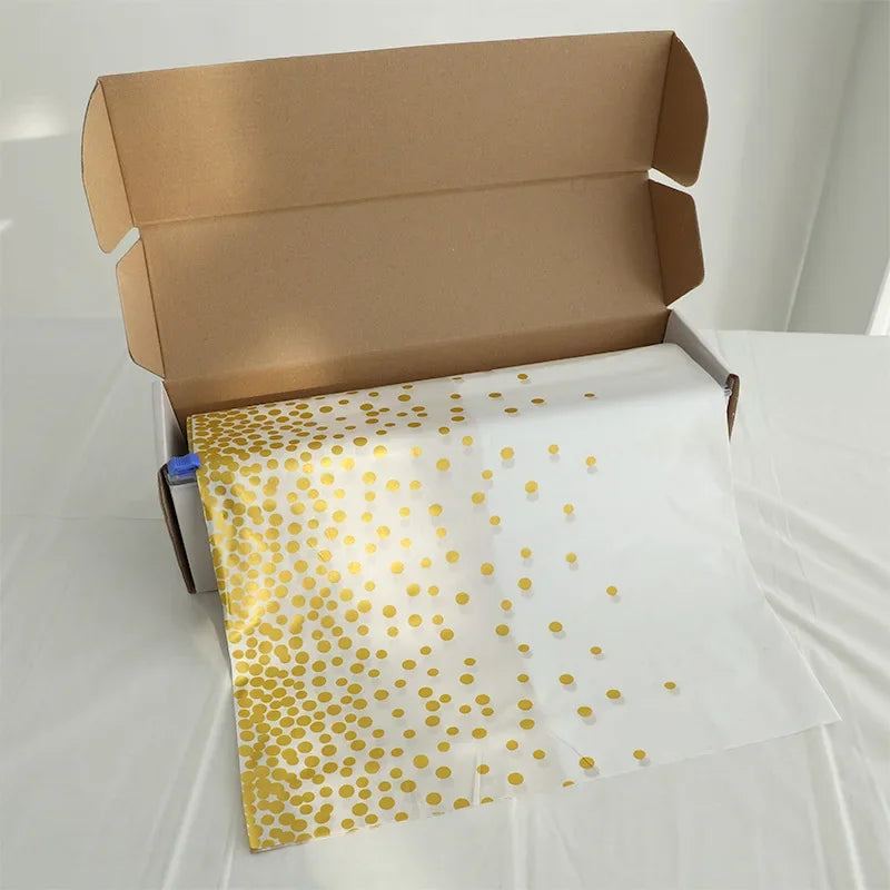 nappe enroulable imperméable or moderne fête table rectangulaire motifs cercles blanc festive plastique lisse