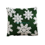 housse coussin motif flocons neige rennes noel vert blanc coton polyester lit festive
