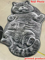 tapis chaton pelucheux gris 3d salon chambre couloir décoratif polyester PVC