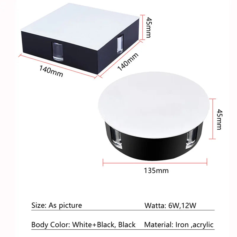 applique murale led moderne noire blanche fixée mur vis ampoules led