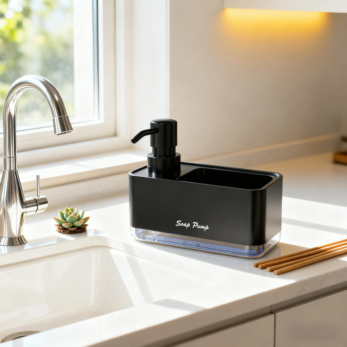 distributeur savon liquide porte éponge moderne noir adhésif cuisine pompes éponges minimaliste