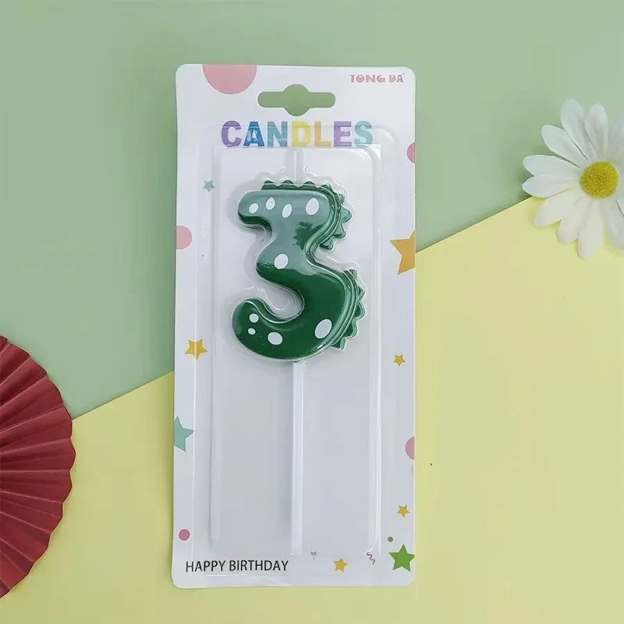 bougies chiffres vert dents crocodile sans flamme anniversaire décoration tringle numéros