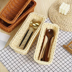 panier tressé beige clair rangement vaisselle portable maison réutilisable multifonction 25x10x6cm
