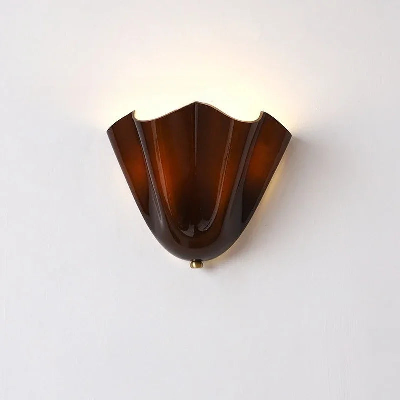 applique murale led moderne texture ondulée marron jaune beige vert éclairage quotidien fixée mur