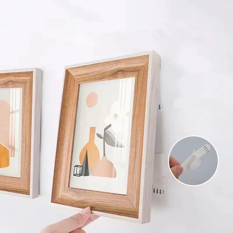 cadres photo adhésifs blanc bois naturel classiques modernes paires fixations