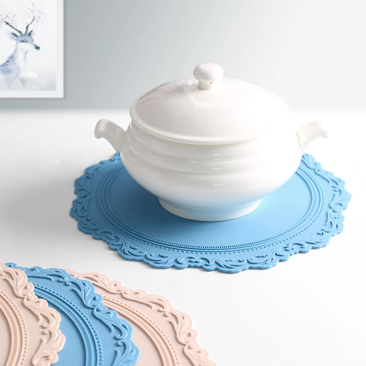 Set de table silicone nordique rose 34x34cm