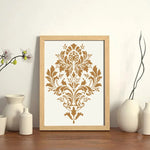 Stencil floral classique baroque marron clair peinture murale opacité 29.7cm 21cm