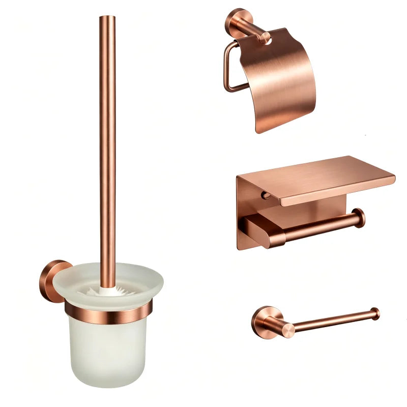 accessoires salle bain rose gold moderne porte serviettes porte papier toilette brosse wc patère