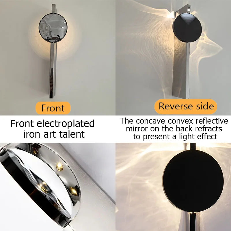 applique murale moderne led noir argentée éclairage mur chaud minimaliste fixée mur lumineuse discothèque