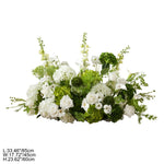 Décoration florale arché vert blanc mariage romantique extérieur classique artificielle feuillets suspension table événement
