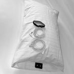 taies d'oreiller gris rayures conductrices mise terre oreillers modernes eyelets câble blanc prise terre
