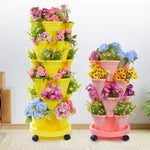 jardinière verticale empilable pots fleurs coniques roulettes mobiles moderne pratique