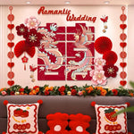 décoration mariage romantique dragon chinois fleurs cerisier papillons symboles traditionnels rouge rose blanc