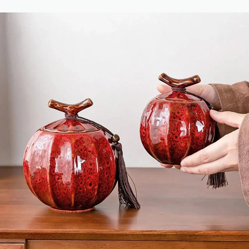 pots thé céramique rouge bleu marbré artisanal poignée branche petite grande