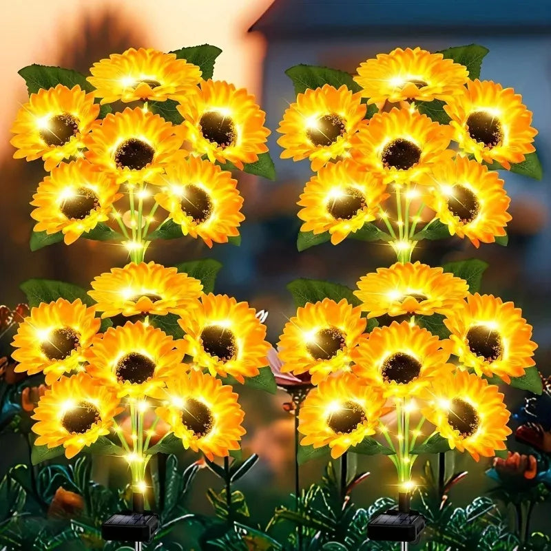 décoration extérieure tournesols artificiels jaune vert moderne clips solaires jardin patios