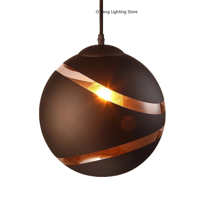 Suspension lumineuse moderne rayures cuivre noir ampoule câble chambre étude hallhôtel