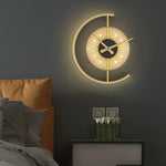 horloge murale moderne or noir lumineuse éclairage led fixée mur minimaliste