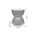 table basse contemporaine bois blanc bleu foncé motifs losanges texturés