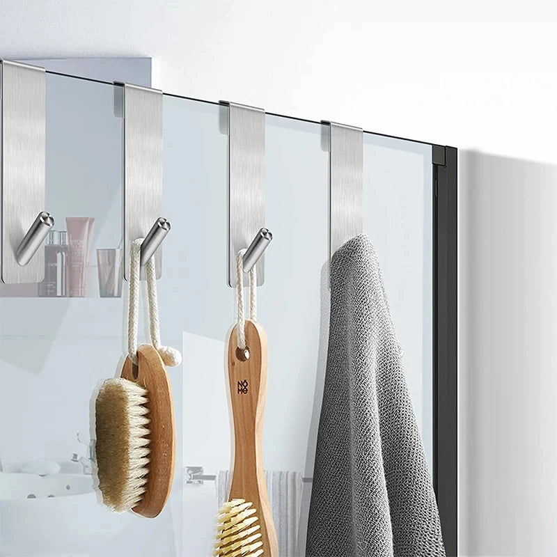 porte serviettes douche acier inoxydable argenté noir moderne multiple crochets adhésifs minimaliste