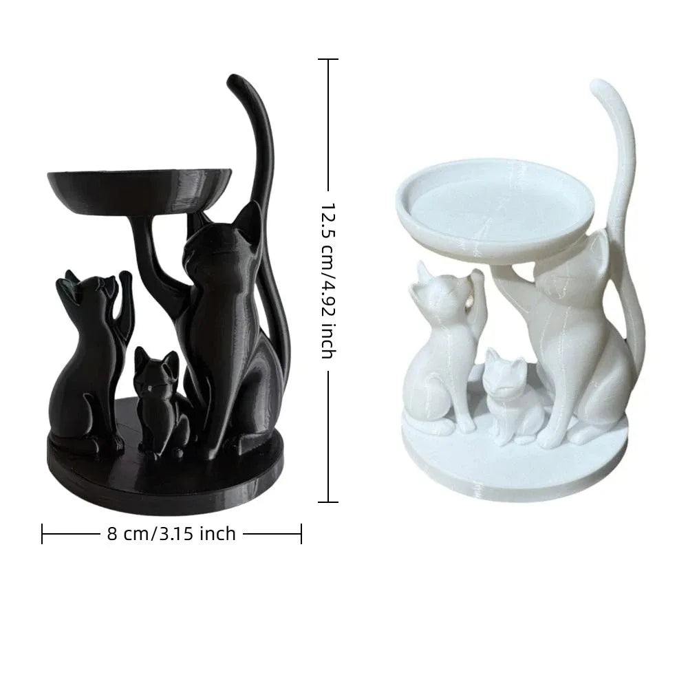 plateau rangement bijoux forme chat blanc noir lisse moderne imprimé 3D decoratif animaux