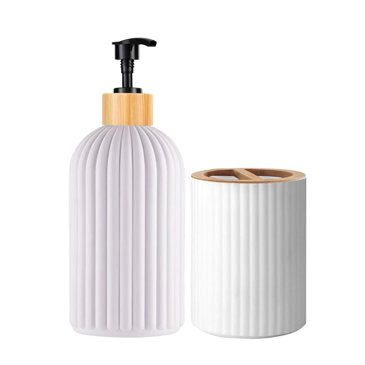 ensemble produits salle bain moderne flacon savon pot coton tige pot brosse dents brosse
